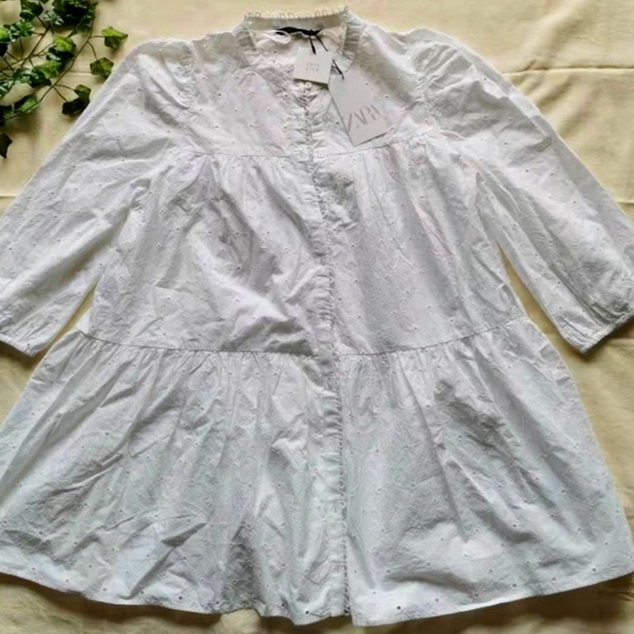 Zara Dresses & Skirts - ZARA white flowy dress with embroidered details.